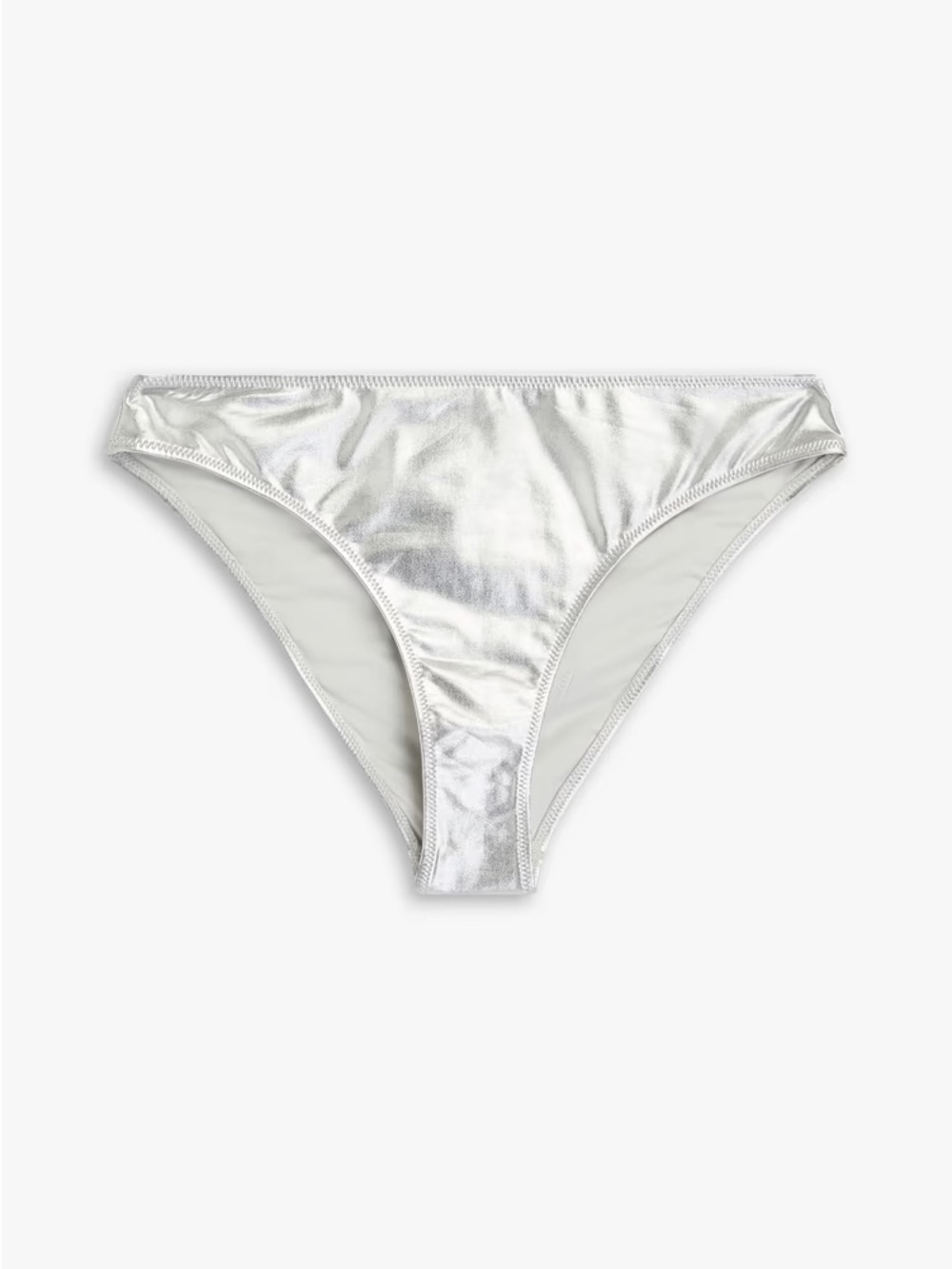 NWT SOLID & STRIPED ‘The Nani Mid-Rise Bikini Briefs’ in “Metallic Silver” Sz XL